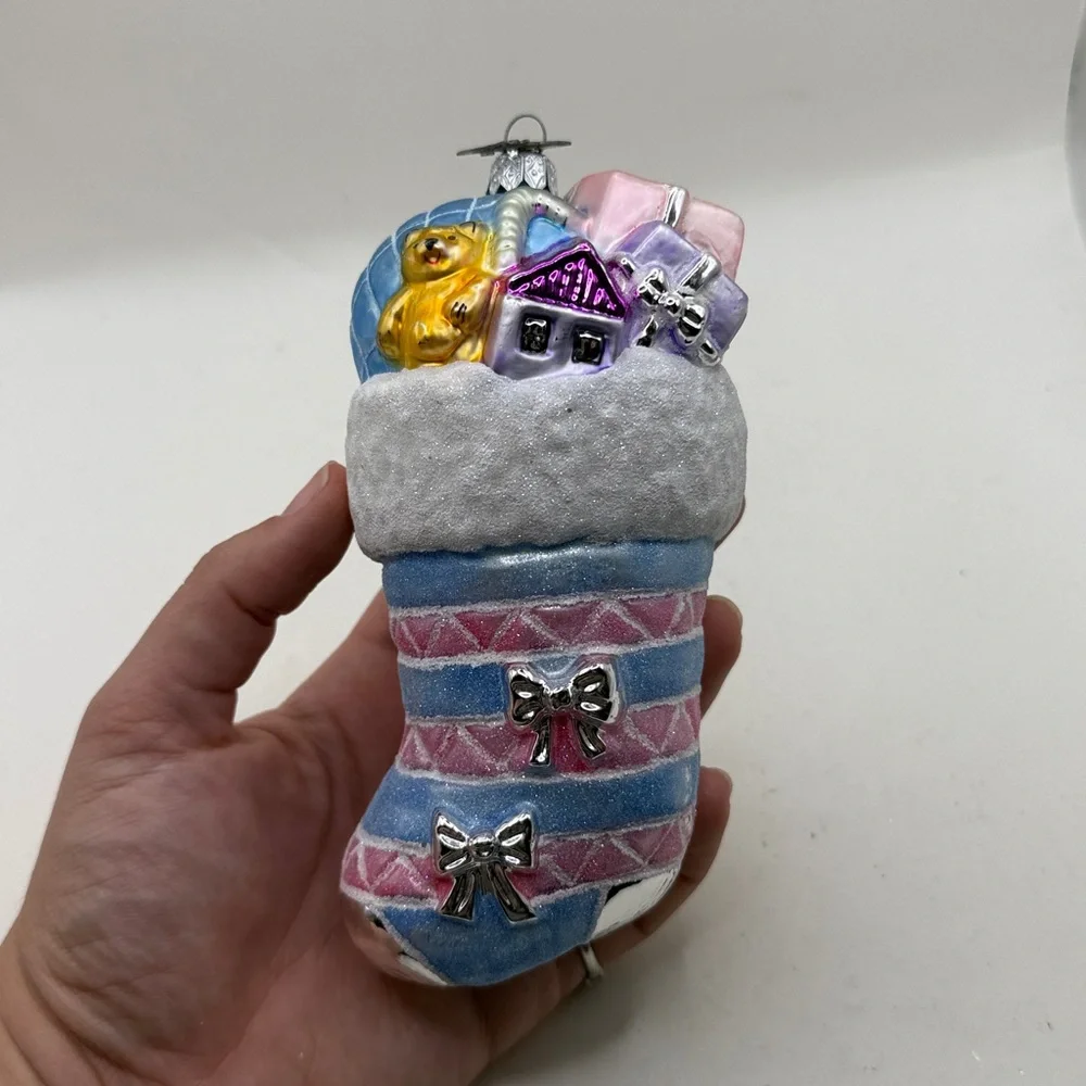 Neiman Marcus 2006 Stocking Glass Christmas Ornament Collectible Decor Presents